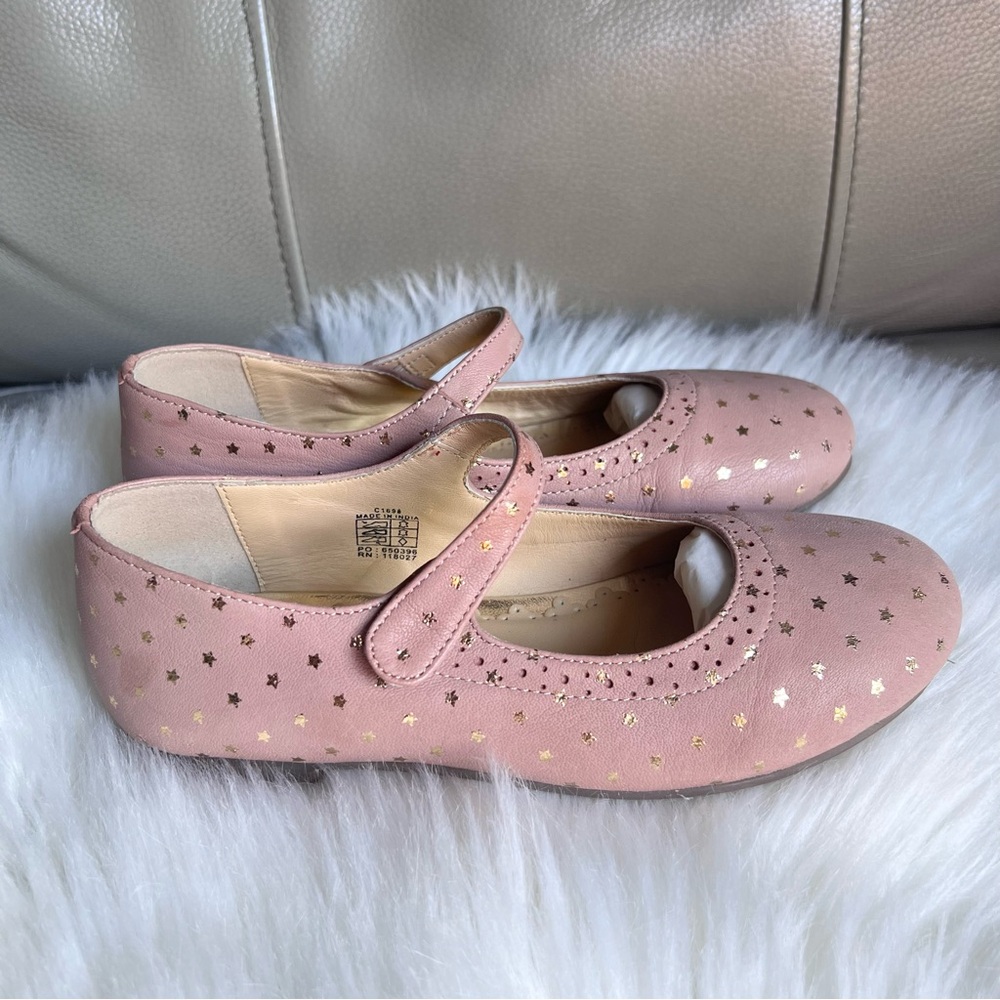 Mini Boden Girls Gold Star Leather Mary Janes Ballet Pink Sz 32 US 1 Wedding - Picture 4 of 17